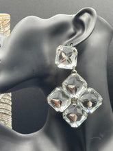 Silver & Crystal Quadrant Earrings (Clip-ons)